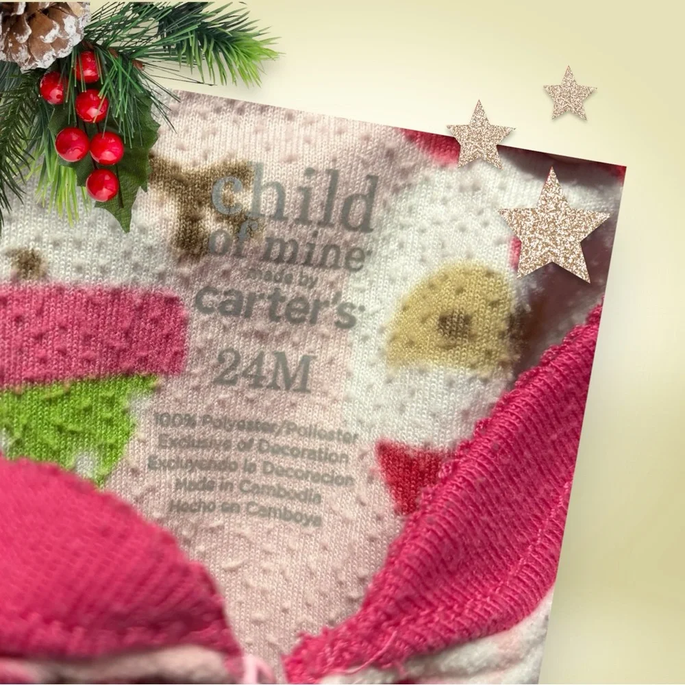 Carter's Pink Holiday Print Footie
